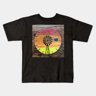 Windmill in the country at sunset Kids T-Shirt